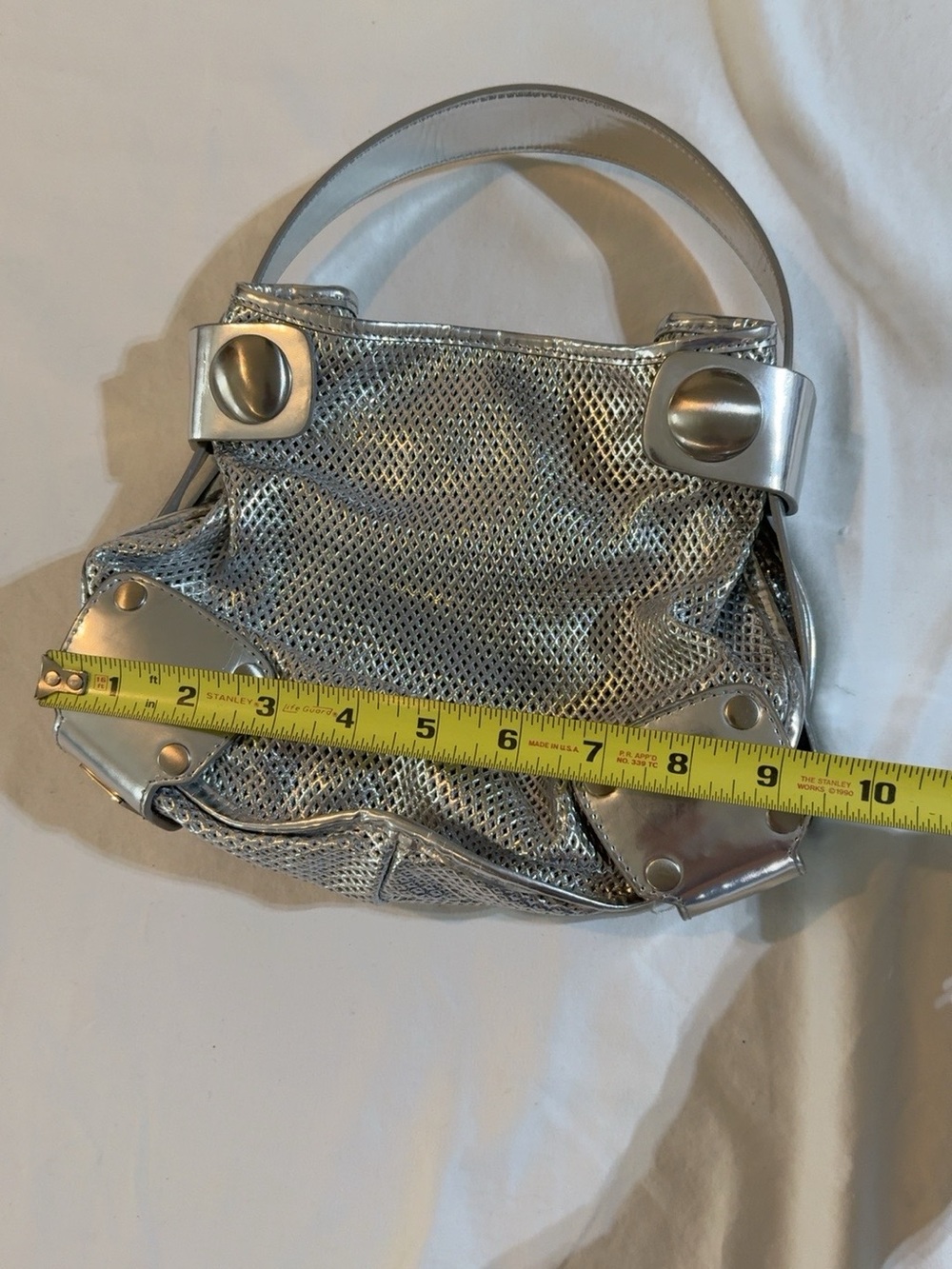 Kooba Metallic Silver Perforated Mini Handbag Y2K - Picture 5 of 7